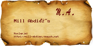 Mill Abdiás névjegykártya